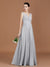 A-Line/Princess V-neck Sleeveless Floor-Length Chiffon Lace Bridesmaid Dress HEP0005698