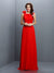 A-Line/Princess Bateau Hand-Made Flower Sleeveless Long Chiffon Bridesmaid Dresses HEP0005638