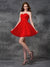 A-Line/Princess Sweetheart Ruffles Sleeveless Short Net Dresses Hailey Homecoming Dresses Cocktail