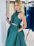 A-Line/Princess Sleeveless Halter Satin Ruffles Short/Mini Homecoming Dresses HEP0004621