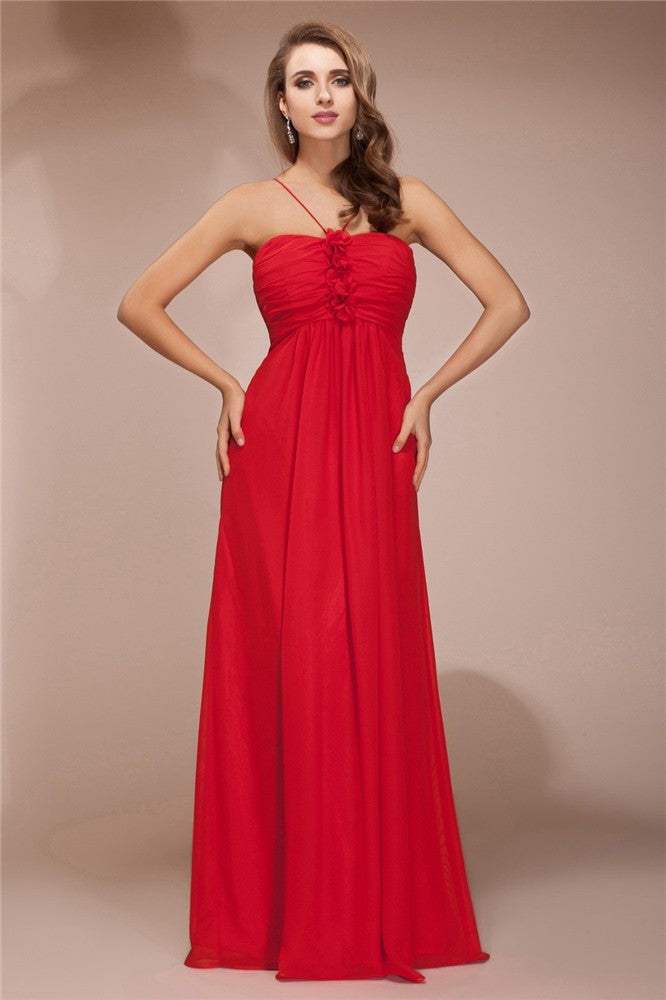 Sheath/Column Ruffles Long Sleeveless Chiffon Bridesmaid Dresses HEP0005717