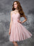 A-line/Princess Sweetheart Sleeveless Ruched Short Chiffon Bridesmaid Dresses HEP0005627