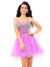 A-Line/Princess Spaghetti Straps Valerie Homecoming Dresses Cocktail Paillette Sleeveless Short Net Dresses