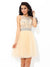 A-Line/Princess Sheer Neck Beading Virginia Cocktail Homecoming Dresses Sleeveless Short Net Dresses