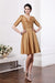 Sheath/Column V-neck Half Sleeves Pleats Taffeta Bridesmaid Dresses HEP0005658