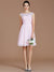 A-Line/Princess Bateau Sleeveless Lace Short/Mini Chiffon Bridesmaid Dresses HEP0005679