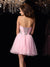 A-Line/Princess Sweetheart Ruffles Sleeveless Short Elastic Woven Dresses Cocktail Satin Homecoming Dresses Prudence