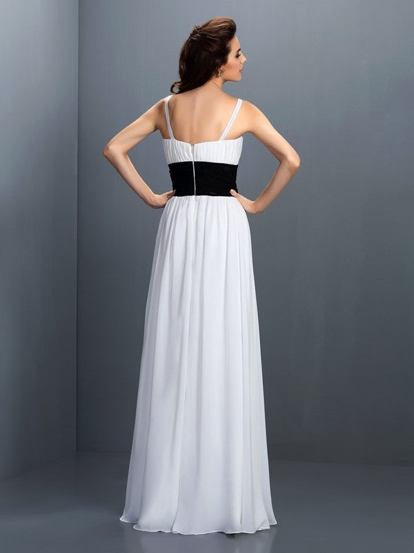 A-Line/Princess V-neck Sash/Ribbon/Belt Sleeveless Long Chiffon Bridesmaid Dresses HEP0005690