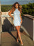 Sheath/Column Lace Beading Halter Sleeveless Short/Mini Homecoming Dresses HEP0004763