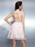 A-Line/Princess Bateau Beading Sleeveless Short Dresses Homecoming Dresses Gloria Cocktail Satin