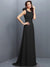 A-Line/Princess Bateau Hand-Made Flower Sleeveless Long Chiffon Bridesmaid Dresses HEP0005638