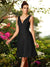 A-Line/Princess V-neck Pleats Sleeveless Short Satin Bridesmaid Dresses HEP0005672