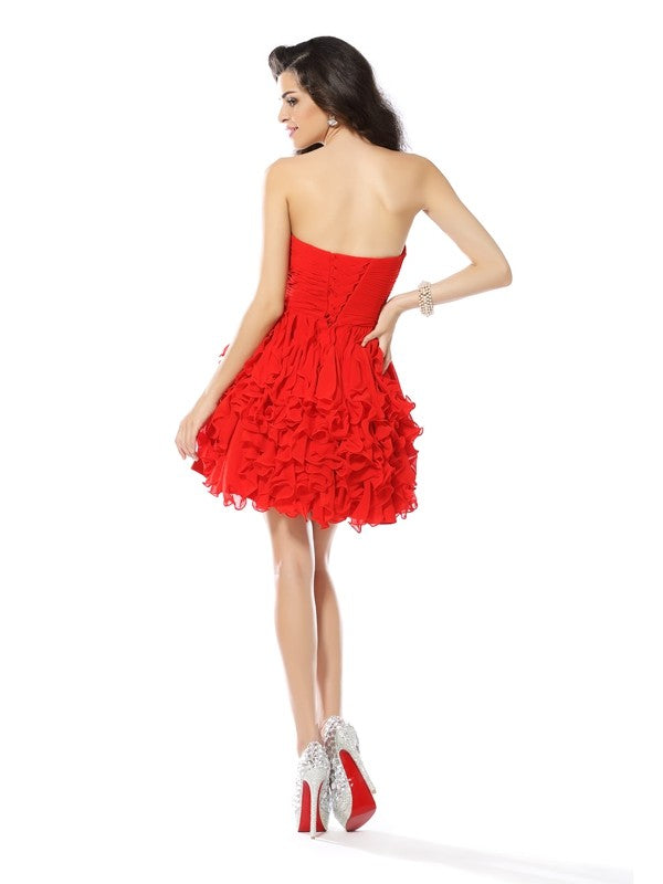 A-Line/Princess Sweetheart Beading Anastasia Homecoming Dresses Chiffon Cocktail Sleeveless Short Dresses