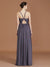 A-Line/Princess Lace Spaghetti Straps Sleeveless Floor-Length Chiffon Bridesmaid Dress HEP0005813