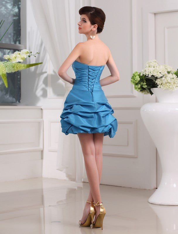 A-Line/Princess Beading Sleeveless Strapless Short Taffeta Teagan Homecoming Dresses Cocktail Dresses