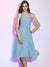 A-Line/Princess Straps Sleeveless Pleats Applique Short Chiffon Bridesmaid Dresses HEP0005629