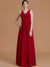 A-Line/Princess V-neck Sleeveless Floor-Length Ruffles Chiffon Bridesmaid Dresses HEP0005697