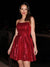 A-Line/Princess Sequins Ruffles Spaghetti Straps Sleeveless Short/Mini Homecoming Dresses HEP0004778