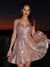 A-Line/Princess Sequins Ruffles V-neck Sleeveless Short/Mini Homecoming Dresses HEP0004658