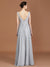 A-Line/Princess V-neck Sleeveless Floor-Length Chiffon Lace Bridesmaid Dress HEP0005698