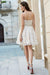 A-Line Princess Sweetheart Sleeveless Rhinestone Short Mini Lace Homecoming Dresses JS574