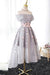 A Line Off Shoulder Grey High Low Homecoming Dress Cocktail Dresses Graduation Dresses JS94