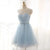 Light Sky Blue Short Prom Dress Sleeveless Open Back Scoop Homecoming Dresses JS909