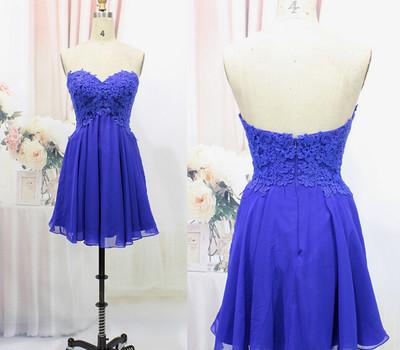 Tulle Lace Homecoming Dress Royal Blue Fitted Homecoming Dress Short Prom Dress JS904