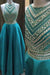 Two Pieces Beaded Crew Neck Prom Dress-Zipper-up Satin Long Prom Dresses JS842