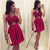 Cute Tight Fuchsia A Line Scoop Short Mini Chiffon Sleeveless Homecoming Dresses JS963