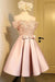 A Line Off the Shoulder Short Prom Dress Appliques Bowknot Lace Homecoming Dress JS854