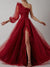 Long Sleeve Split Evening Dress Tulle Prom Dresses