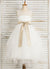 - Satin/Tulle/Lace Belen Sleeveless Flower Girl Dresses Girl Sash/Bow(s)/Back Tea-length With Neck A-Line/Princess Hole Scoop Dress Flower