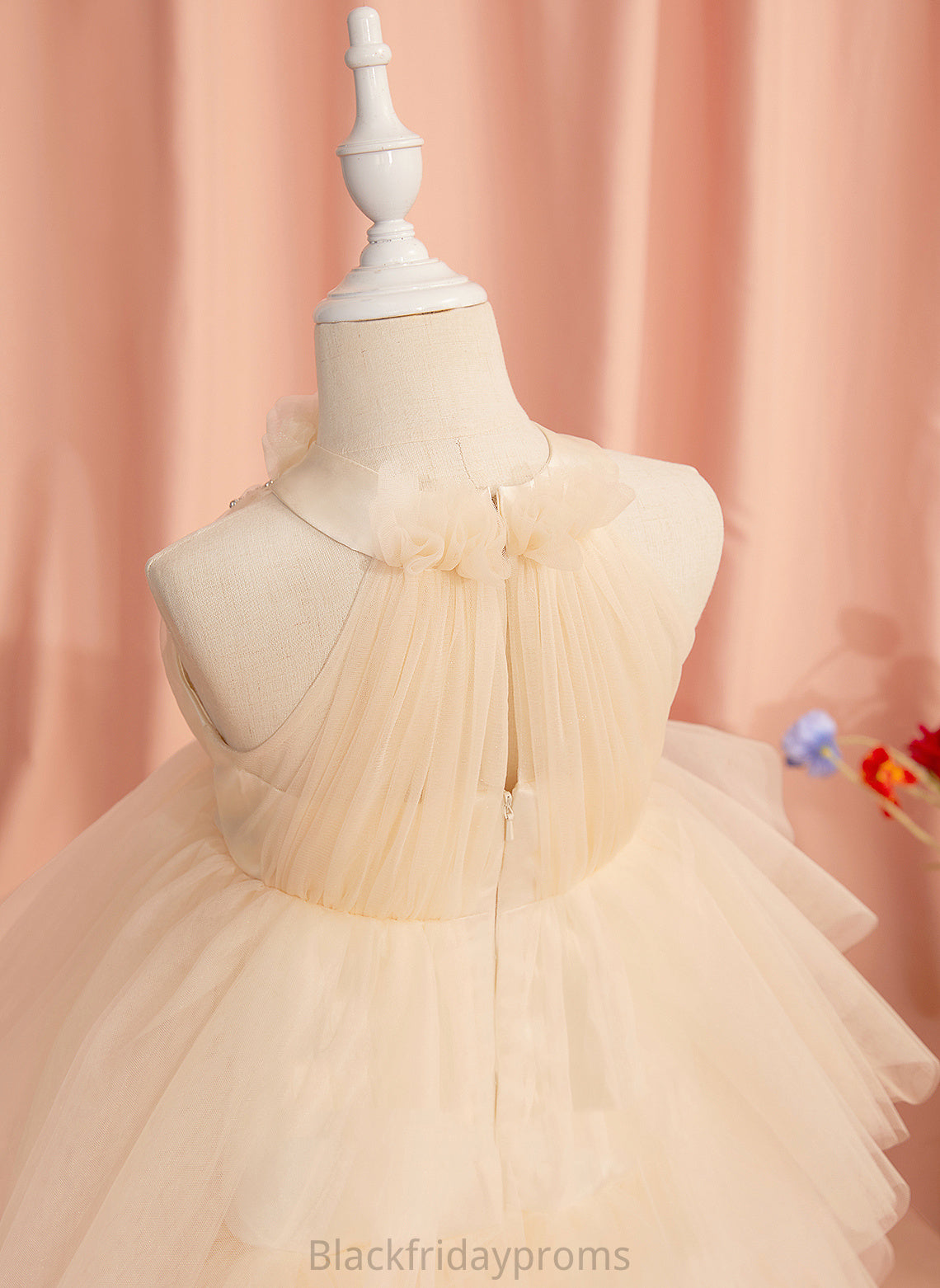 - Emilia Dress With Flower Girl Dresses Knee-length High Girl Rhinestone Flower Neck Ball-Gown/Princess Sleeveless Tulle